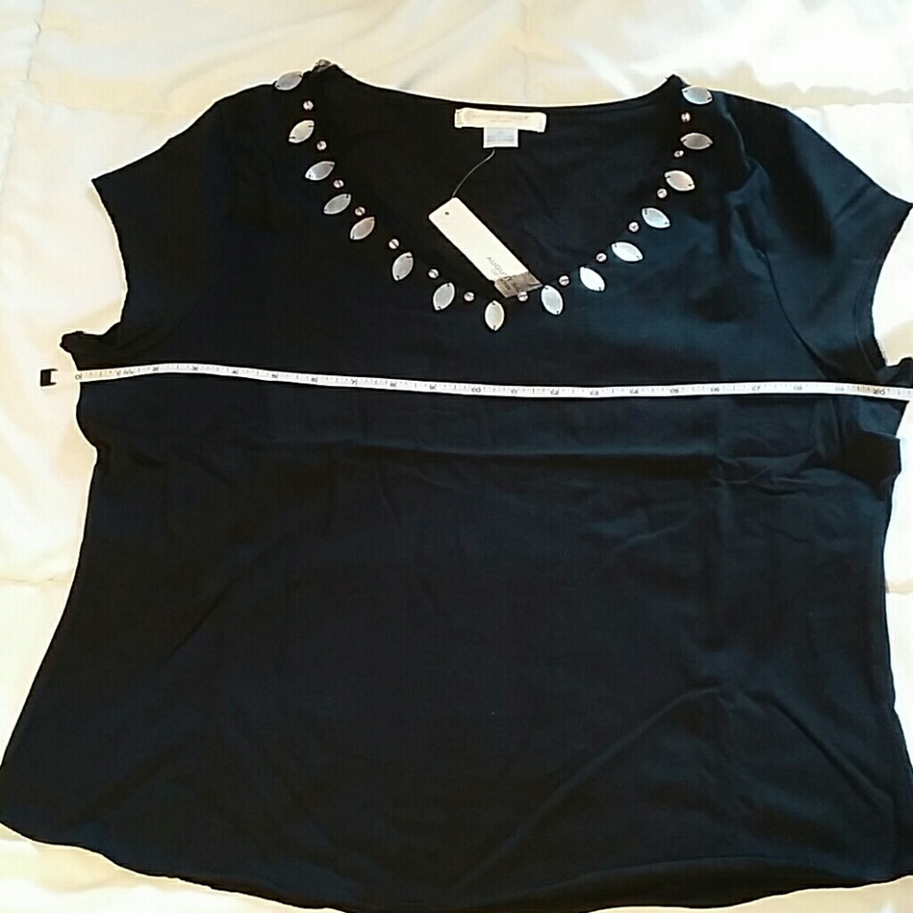 2 for $22--August Silk T-Shirt w/ Abalone & Lace - Picture 6 of 7